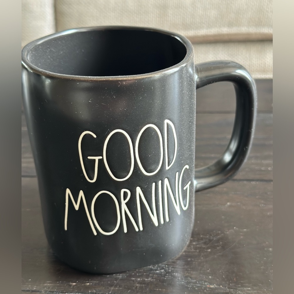 Rae Dunn Black Ceramic Good Morning Mug